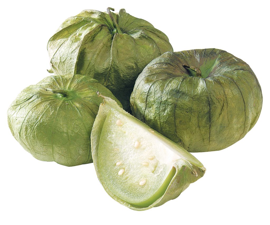 Whole and Quartered Tomatillos Isolated Food Picture