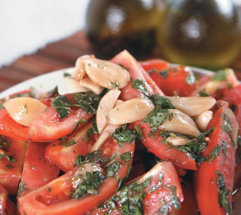 Sliced Tomatoes and Garlic Food Picture