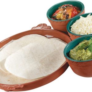 Tortillas with Toppings in Brown Bowls Food Picture