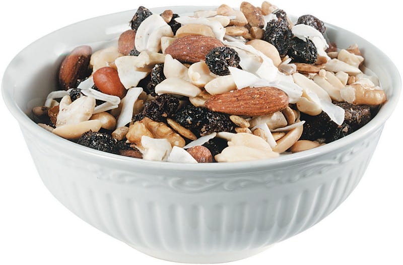 Trail Mix in a White Bowl Food Picture
