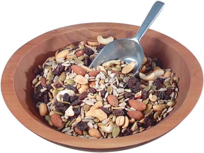 Trail Mix in a Wooden Bowl Food Picture