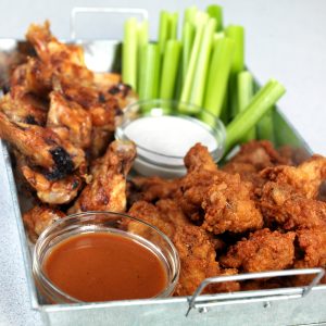 BBQ Chicken Wing Party Tray with Celery Food Picture