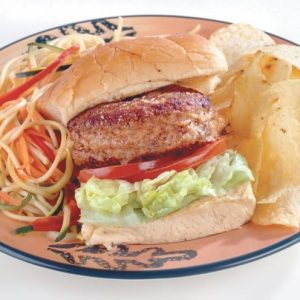 Turkey Burger with Potato Chips Food Picture