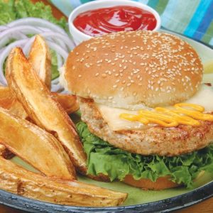 Turkey Burger with fries Food Picture