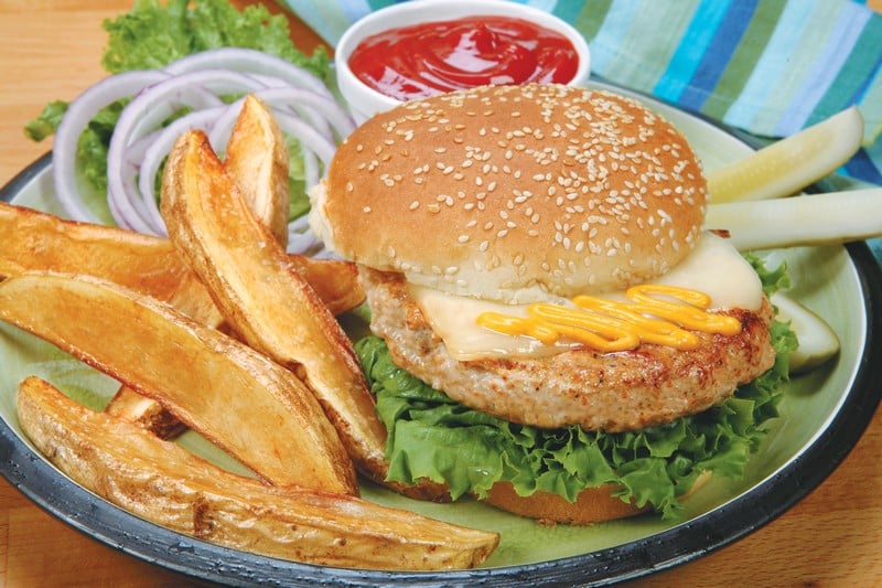 Turkey Burger with fries Food Picture