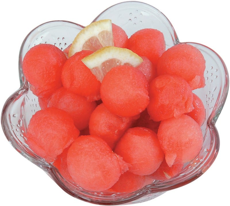 Watermelon Balls in a Glass Bowl Food Picture