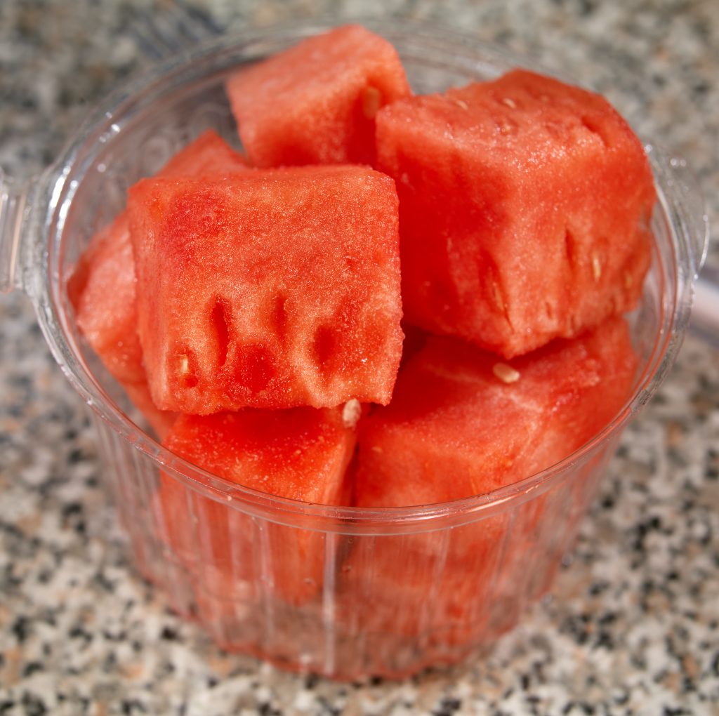 Cup of Seedless Watermelon Chunks Food Picture