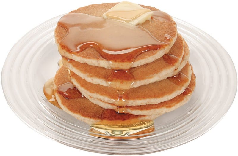Wheat Pancakes with Syrup on a Plate Food Picture