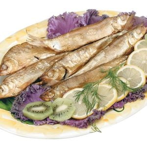 Whitefish with Kiwi and Lemon on Plate with Garnish Food Picture