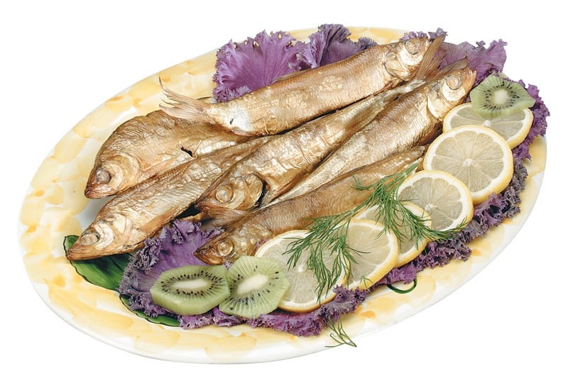 Whitefish with Kiwi and Lemon on Plate with Garnish Food Picture