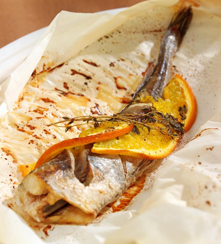 Cooked Whiting with Orange Slices Food Picture